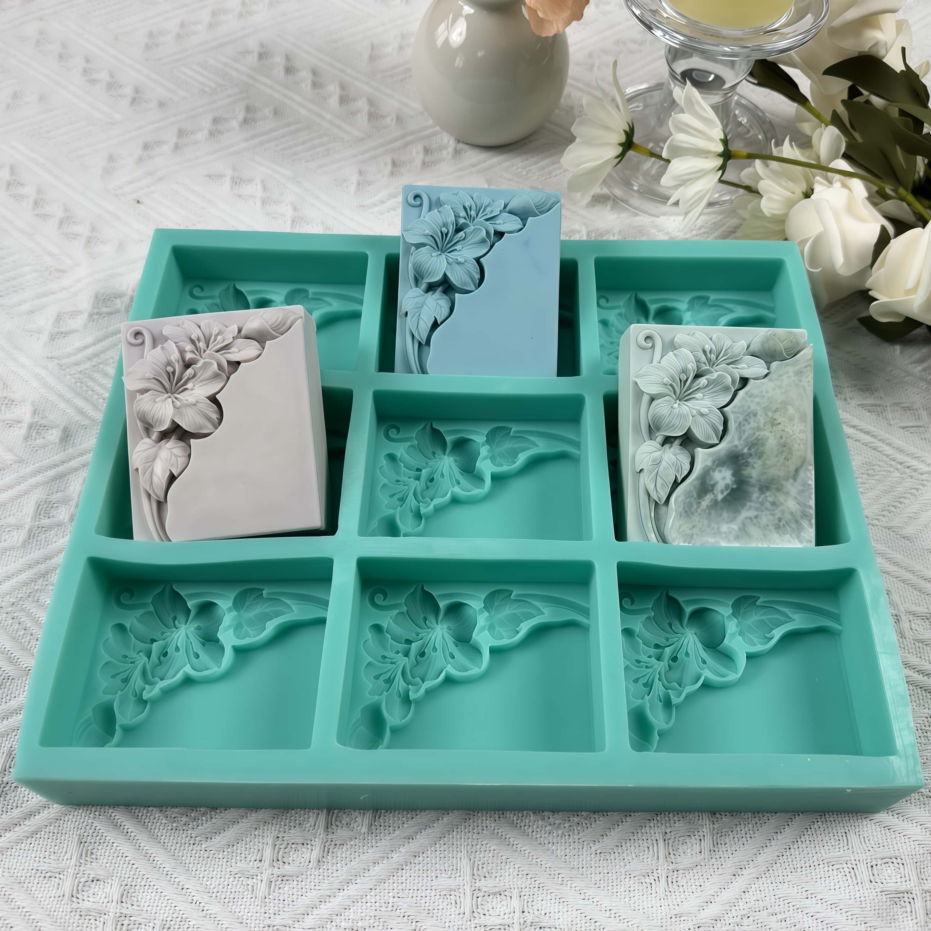 9 تجاويف قالب صابون زهرة التنغ - مراجعة Soap Making Books وسعره