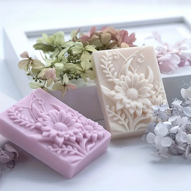 ثلاثية الأبعاد زهرة مربع الصاب - مراجعة Soap Mold Silicone Loaf وسعره
