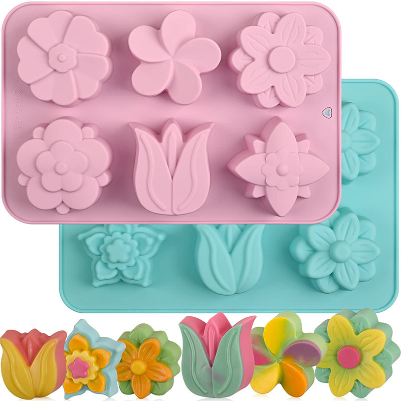 سيليكون زهرة كعكة قوالب 6-تجوي - مراجعة Soap Making Websites وسعره